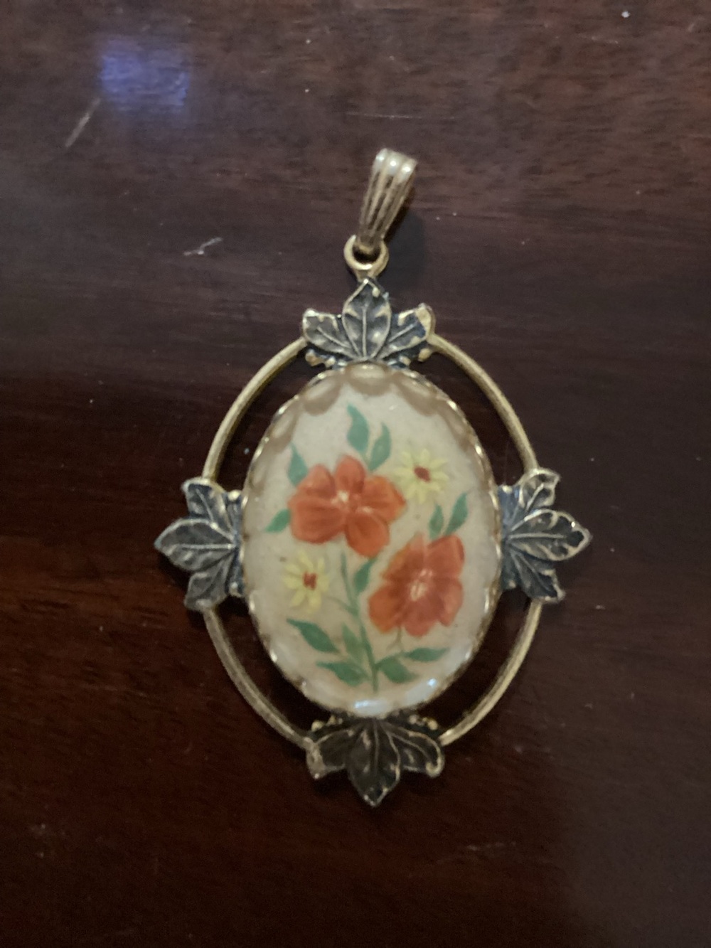 Vintage Orange Floral Pendent